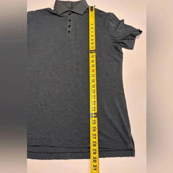 Lululemon Polo Shirt Men Size Large Gray Short Sleeve Golf Performance Stretch - Picture 5 of 6